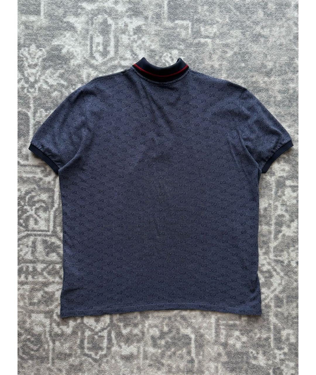 GUCCI Темно-синее хлопковое поло с коротким рукавом, фото 3