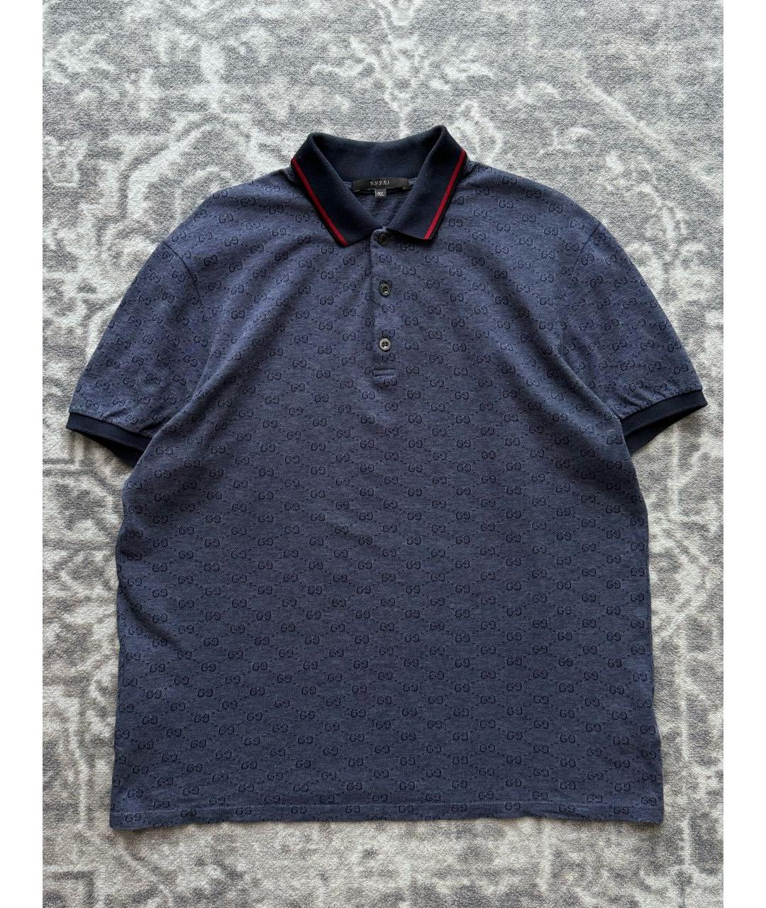 GUCCI Темно-синее хлопковое поло с коротким рукавом, фото 8