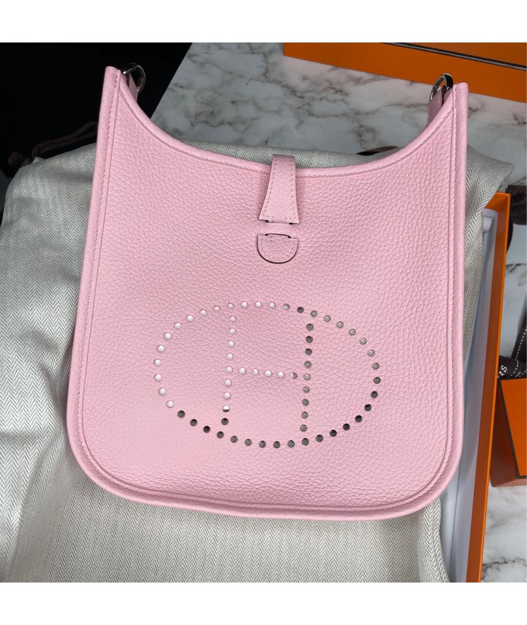 HERMES Розовая кожаная сумка через плечо, фото 3