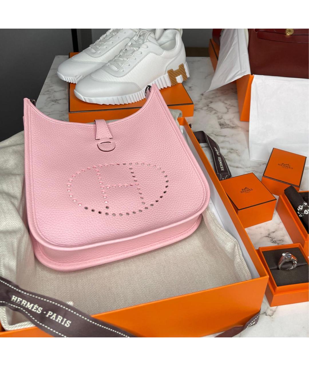 HERMES Розовая кожаная сумка через плечо, фото 4