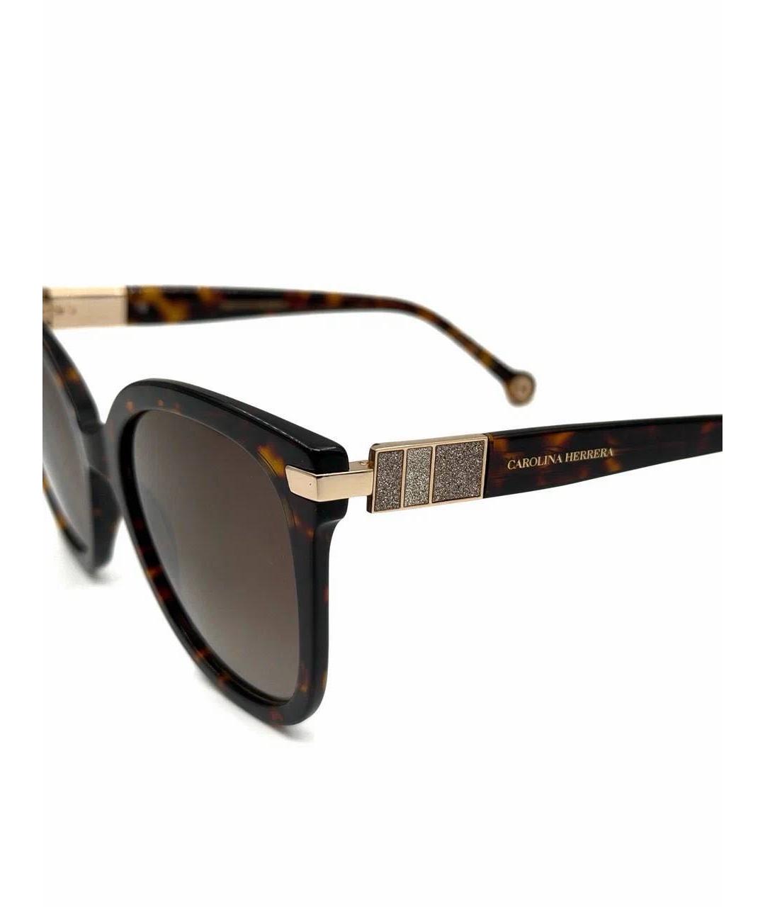 CAROLINA HERRERA Коричневые пластиковые солнцезащитные очки, фото 3