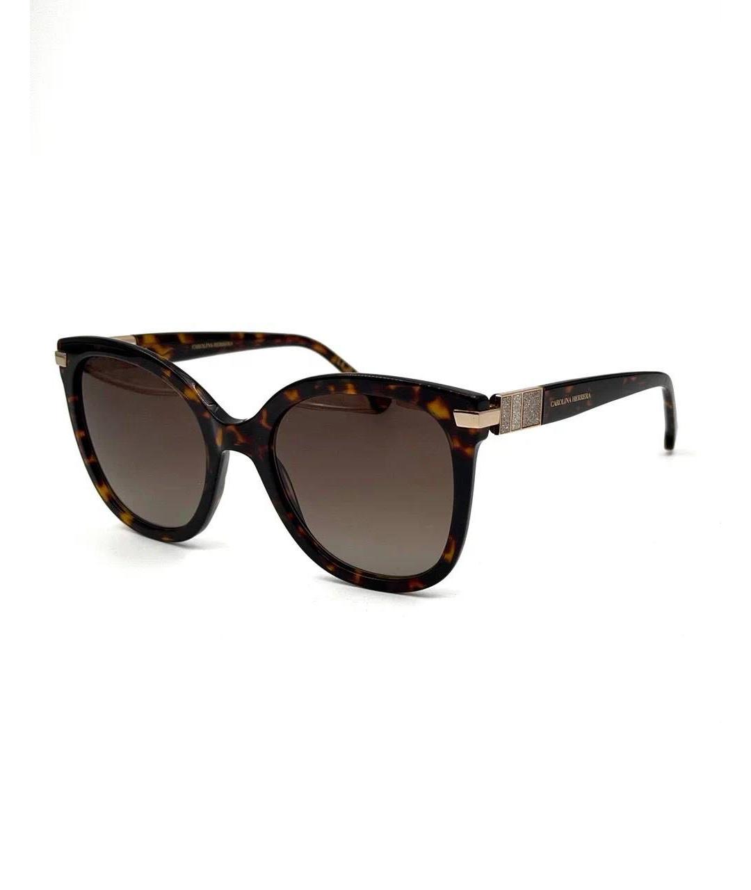 CAROLINA HERRERA Коричневые пластиковые солнцезащитные очки, фото 4