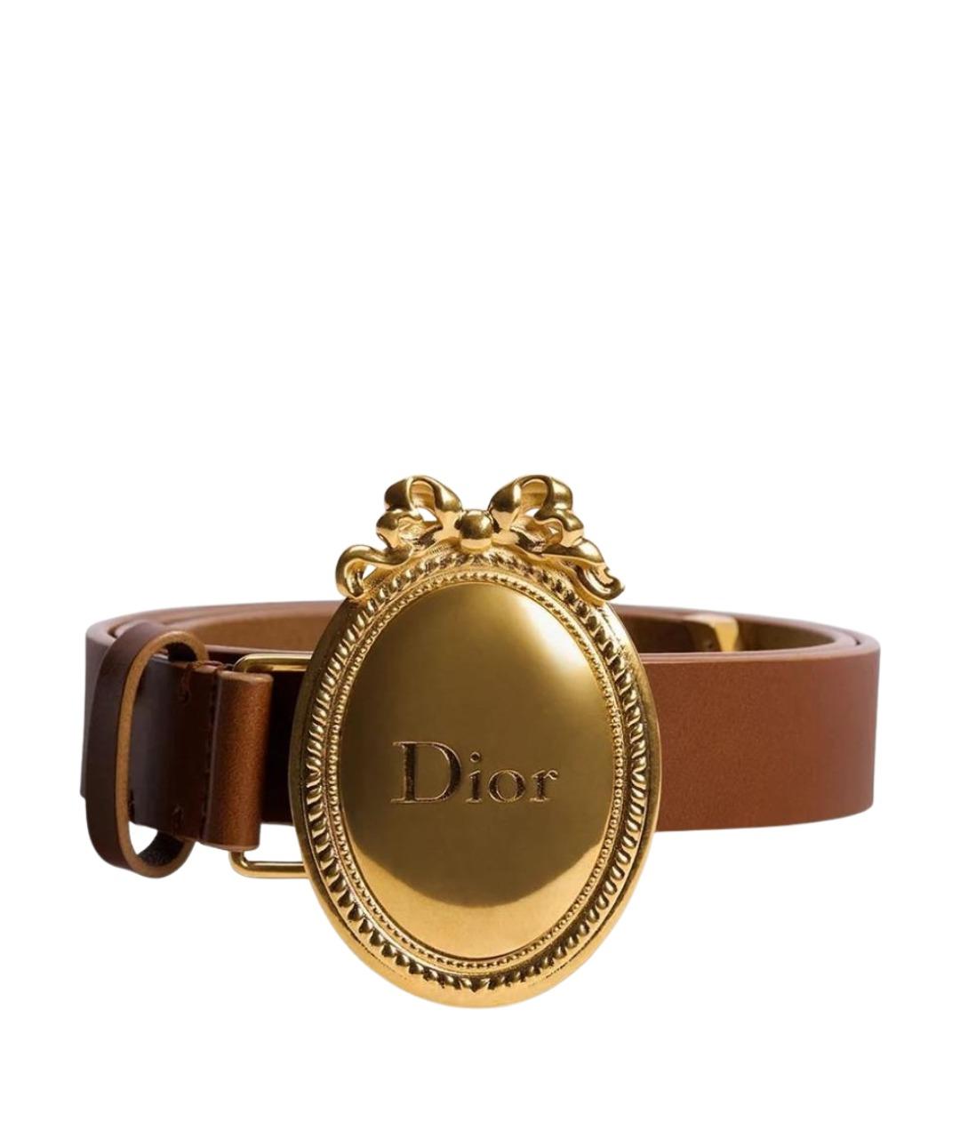 CHRISTIAN DIOR Коричневый кожаный ремень, фото 1