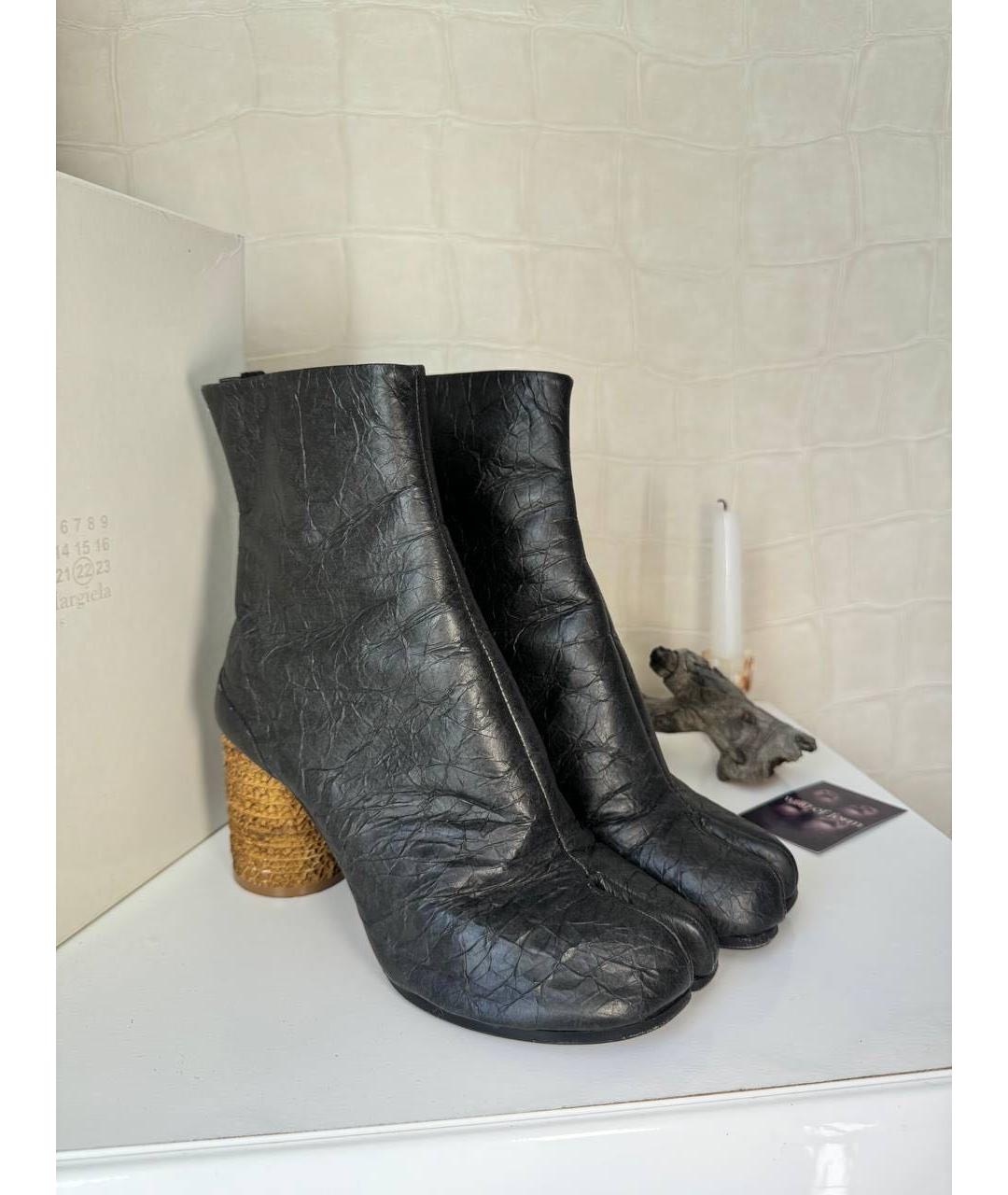 MAISON MARGIELA Черные кожаные ботильоны, фото 9