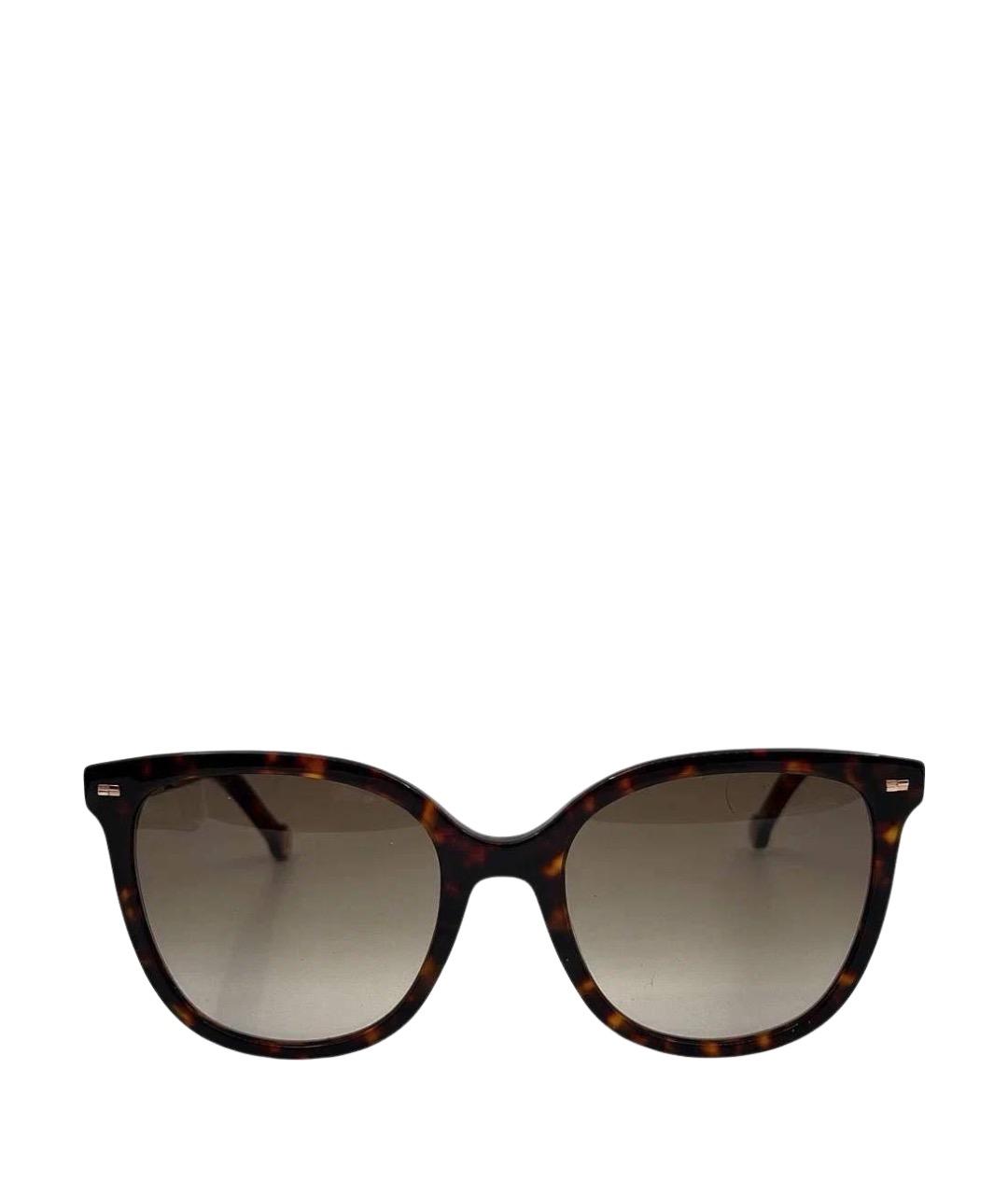 CAROLINA HERRERA Коричневые пластиковые солнцезащитные очки, фото 1