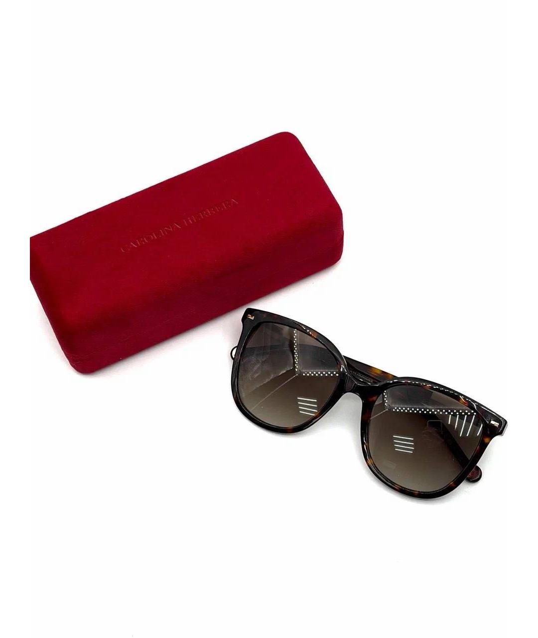 CAROLINA HERRERA Коричневые пластиковые солнцезащитные очки, фото 4
