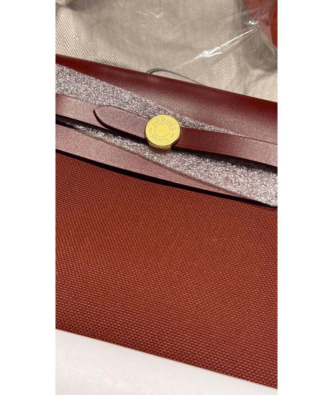 HERMES Бордовая тканевая сумка через плечо, фото 4