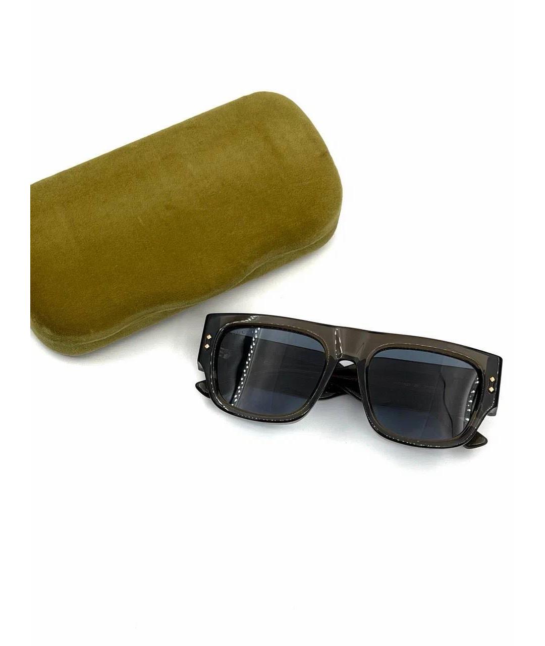 GUCCI Хаки пластиковые солнцезащитные очки, фото 5