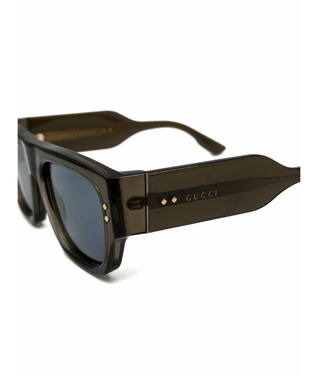 GUCCI Хаки пластиковые солнцезащитные очки, фото 4