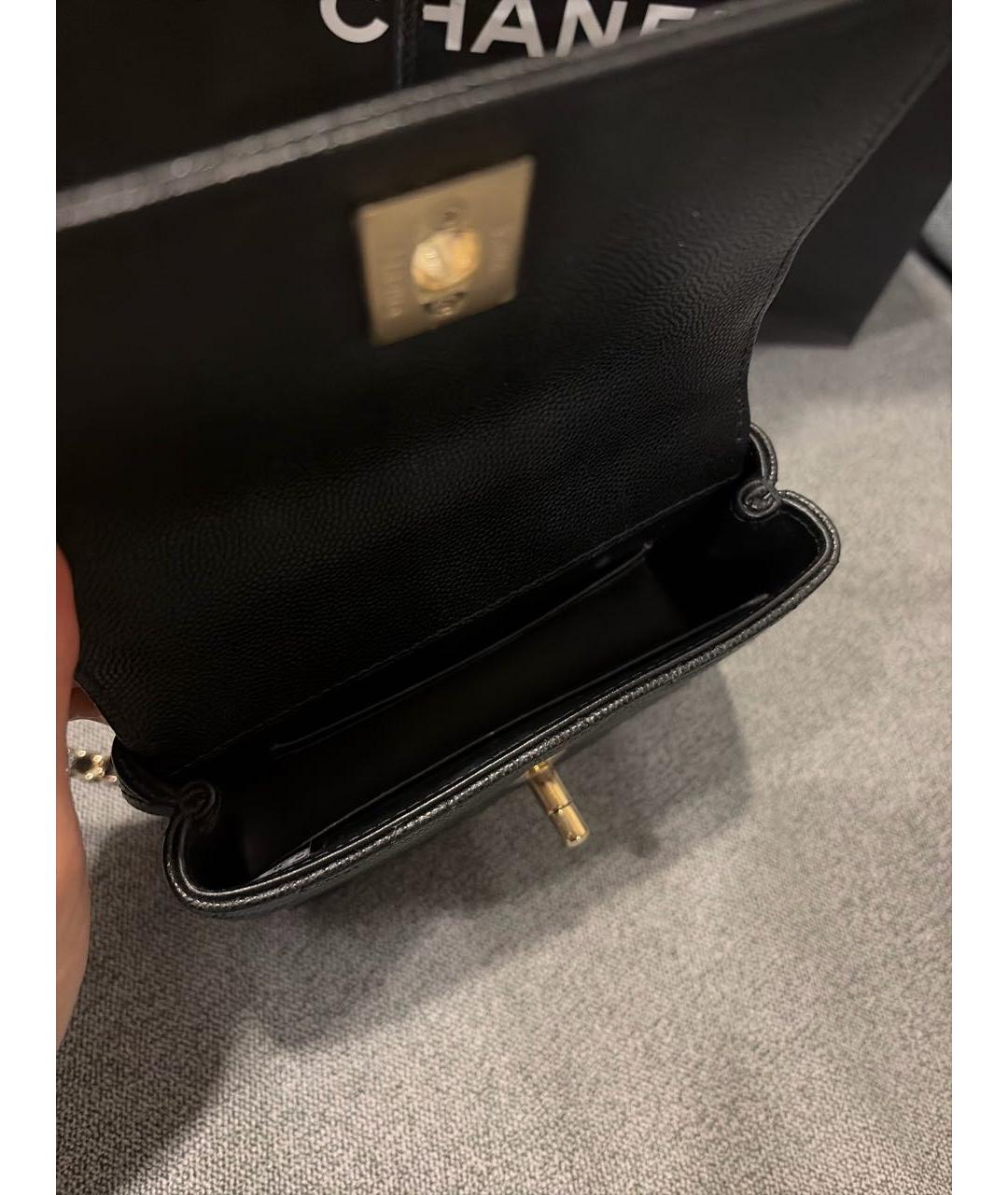 CHANEL Черная кожаная сумка с короткими ручками, фото 4