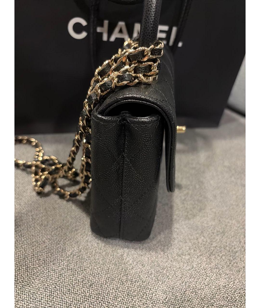 CHANEL Черная кожаная сумка с короткими ручками, фото 2