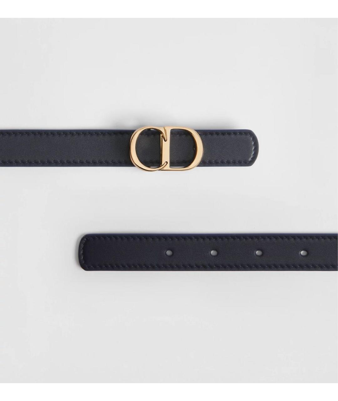 CHRISTIAN DIOR Темно-синий кожаный ремень, фото 3