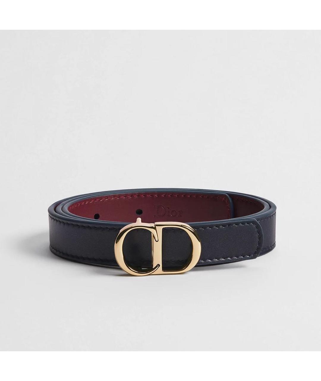 CHRISTIAN DIOR Темно-синий кожаный ремень, фото 5
