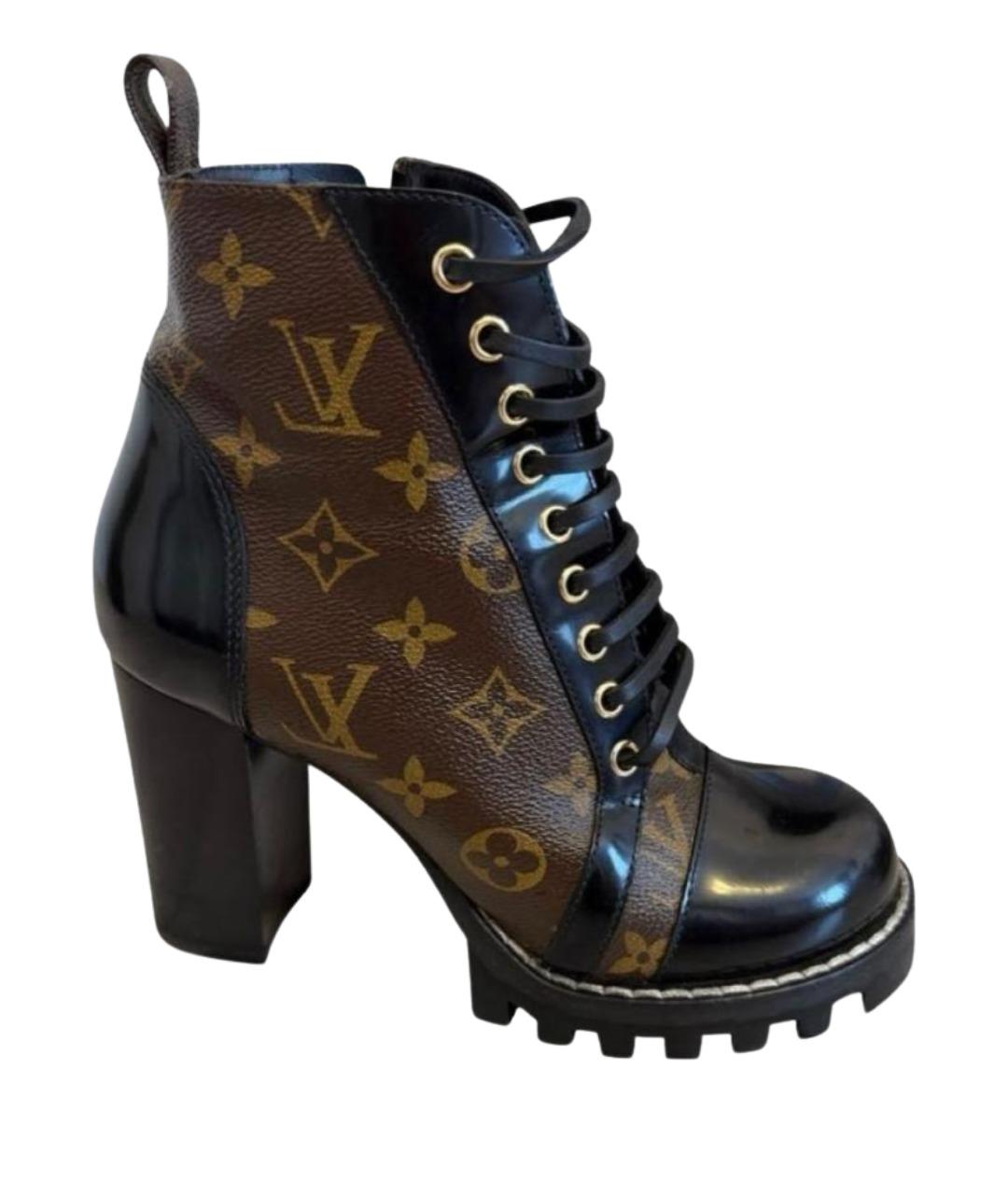 LOUIS VUITTON Коричневые ботильоны из лакированной кожи, фото 1