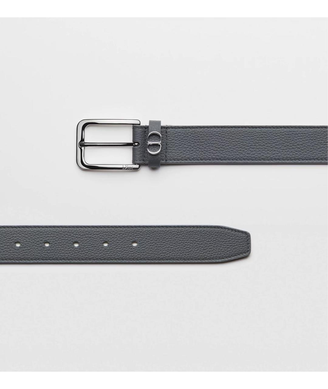 CHRISTIAN DIOR Серый кожаный ремень, фото 3