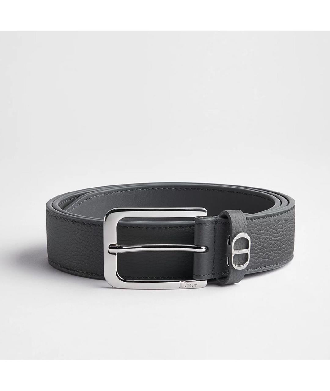CHRISTIAN DIOR Серый кожаный ремень, фото 5