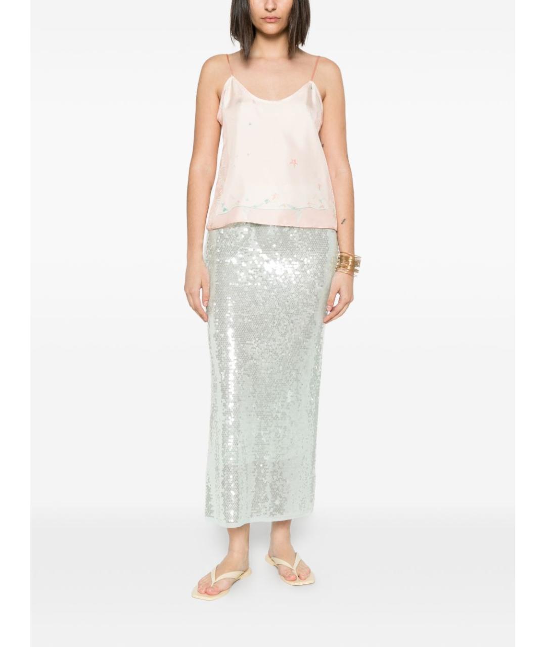 FORTE FORTE Голубая полиэстеровая юбка миди, фото 3