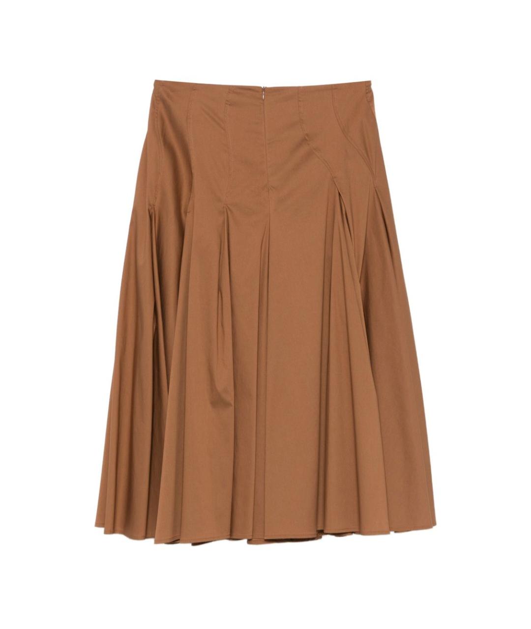 SEMICOUTURE Коричневая хлопковая юбка миди, фото 2