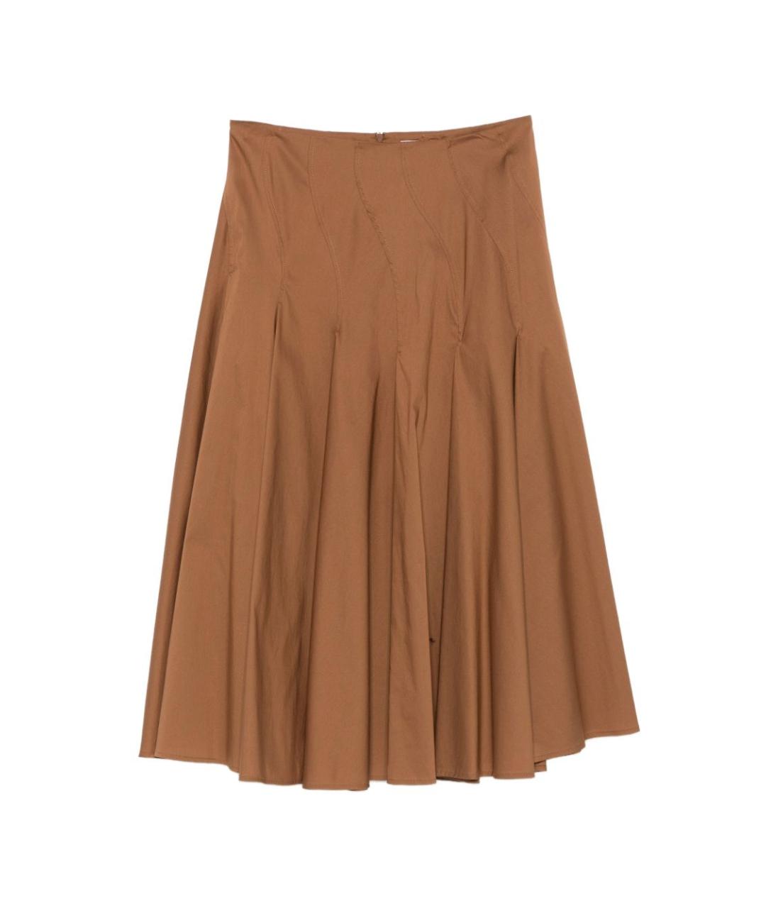 SEMICOUTURE Коричневая хлопковая юбка миди, фото 1