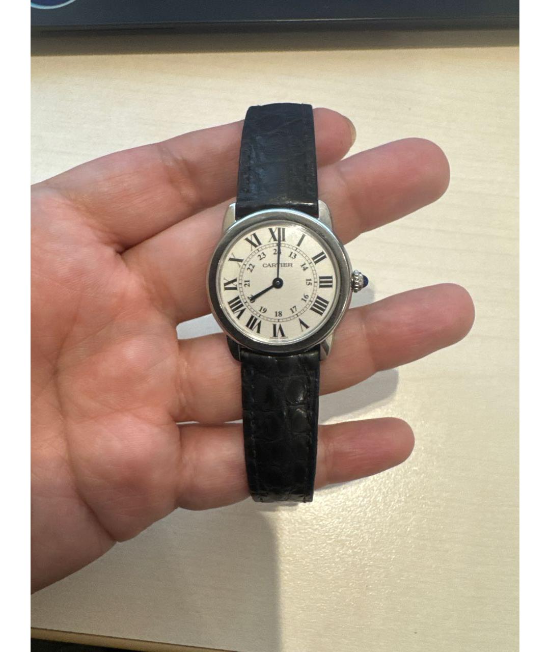 CARTIER Черные металлические часы, фото 4