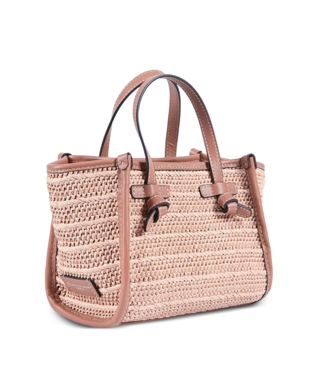 Gianni Chiarini Бежевая пелетеная сумка тоут, фото 3