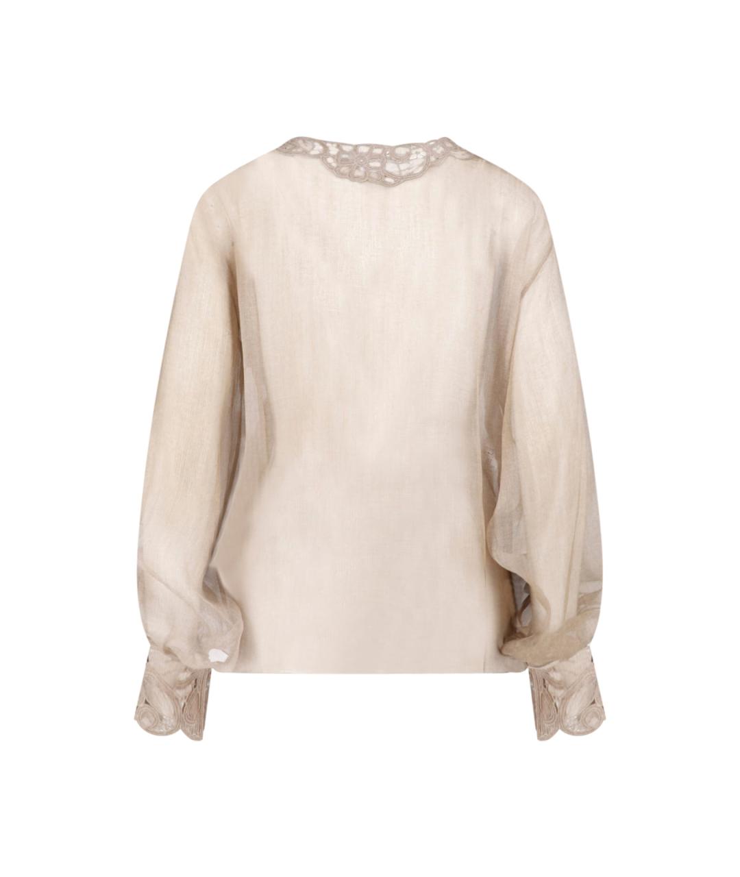 ERMANNO SCERVINO Бежевая шелковая рубашка, фото 2