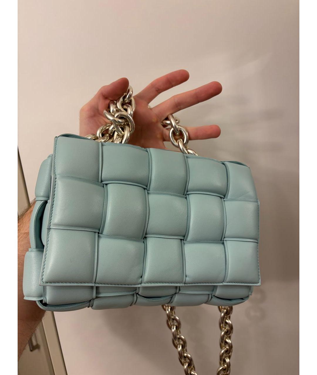 BOTTEGA VENETA Бирюзовая кожаная сумка через плечо, фото 2