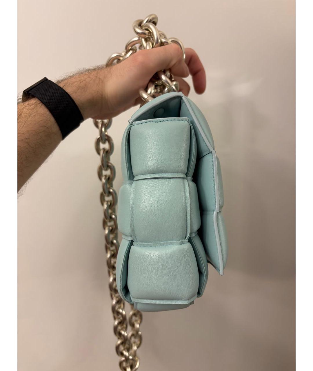 BOTTEGA VENETA Бирюзовая кожаная сумка через плечо, фото 3