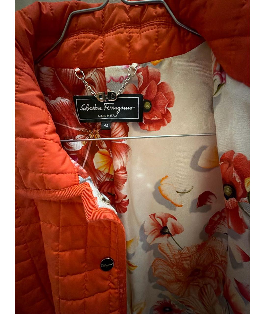 FERRAGAMO Оранжевая шелковая куртка, фото 4