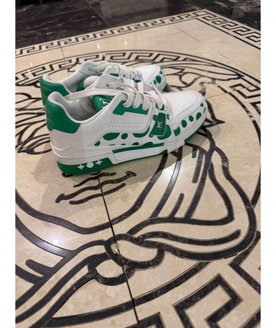 LOUIS VUITTON Зеленые кожаные кеды, фото 5