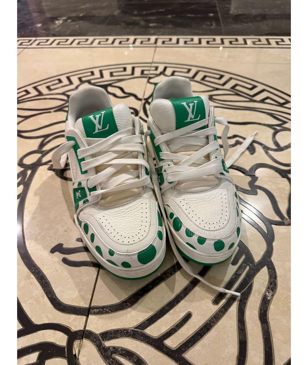 LOUIS VUITTON Зеленые кожаные кеды, фото 2
