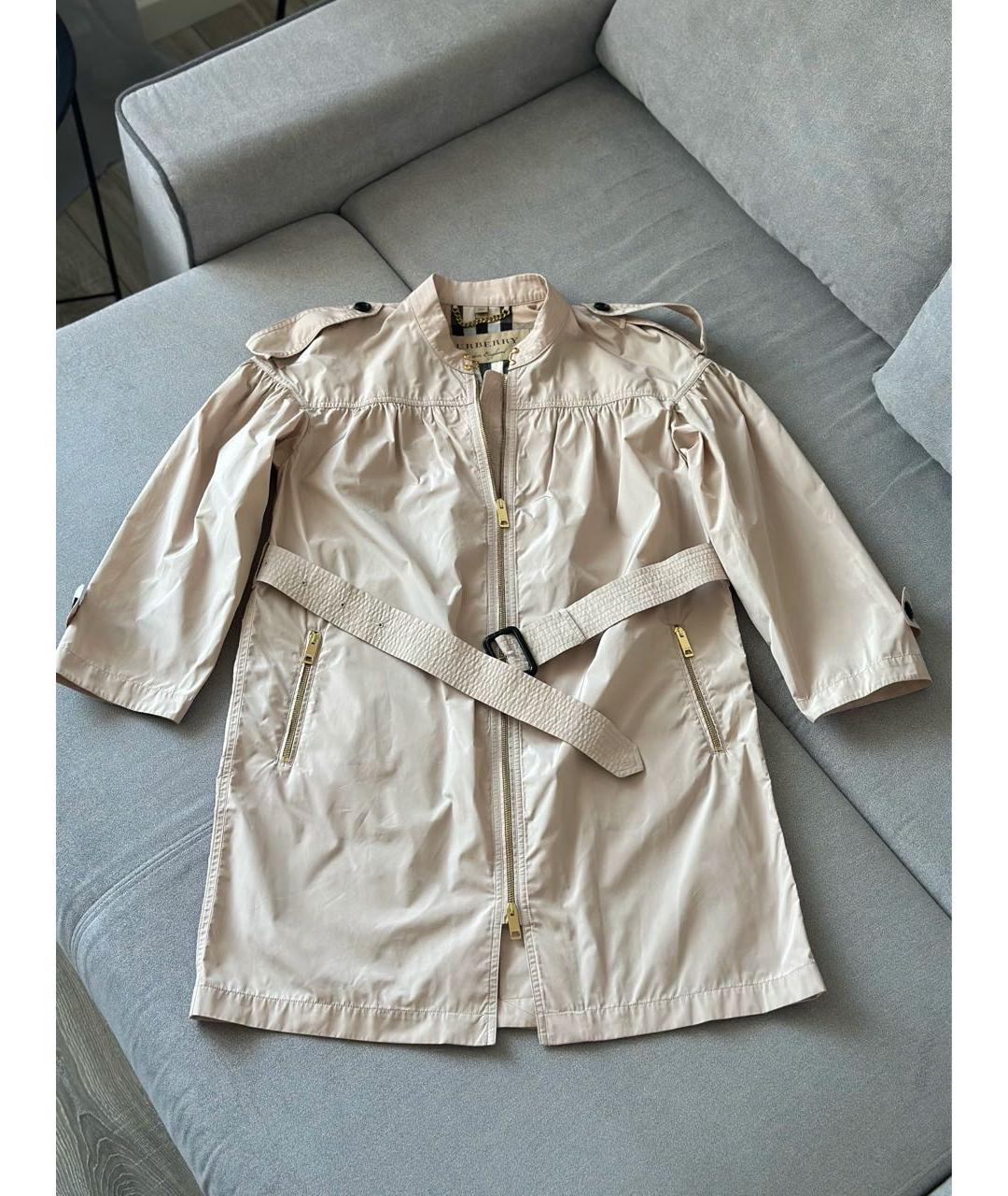 BURBERRY Бежевый полиэстеровый тренч/плащ, фото 2