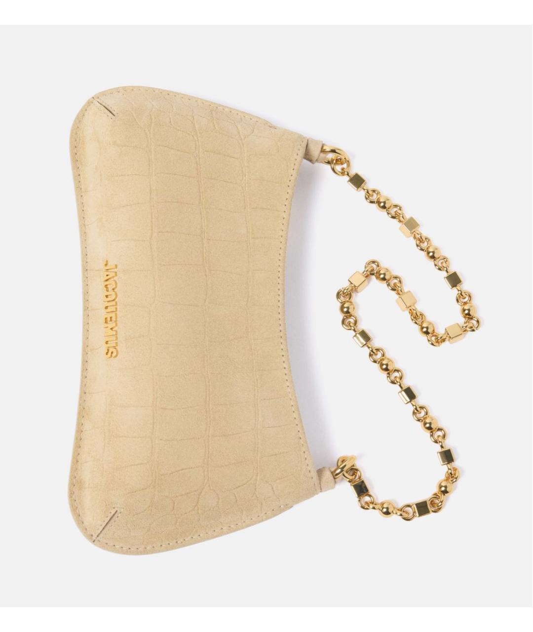 JACQUEMUS Бежевая замшевая сумка с короткими ручками, фото 7