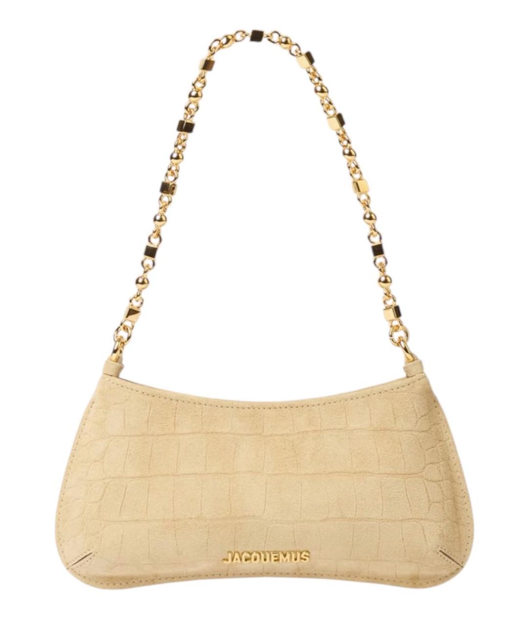 JACQUEMUS Бежевая замшевая сумка с короткими ручками, фото 9