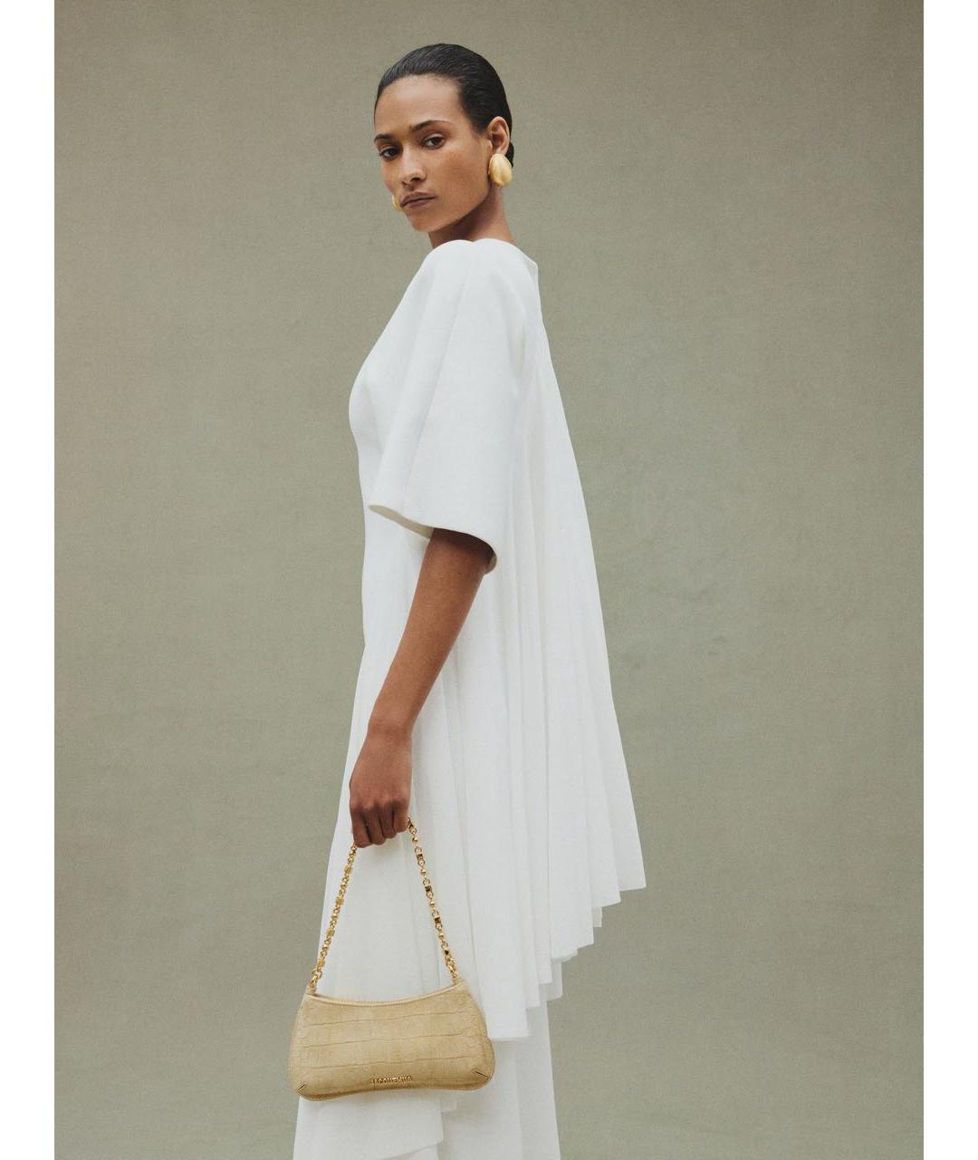 JACQUEMUS Бежевая замшевая сумка с короткими ручками, фото 3