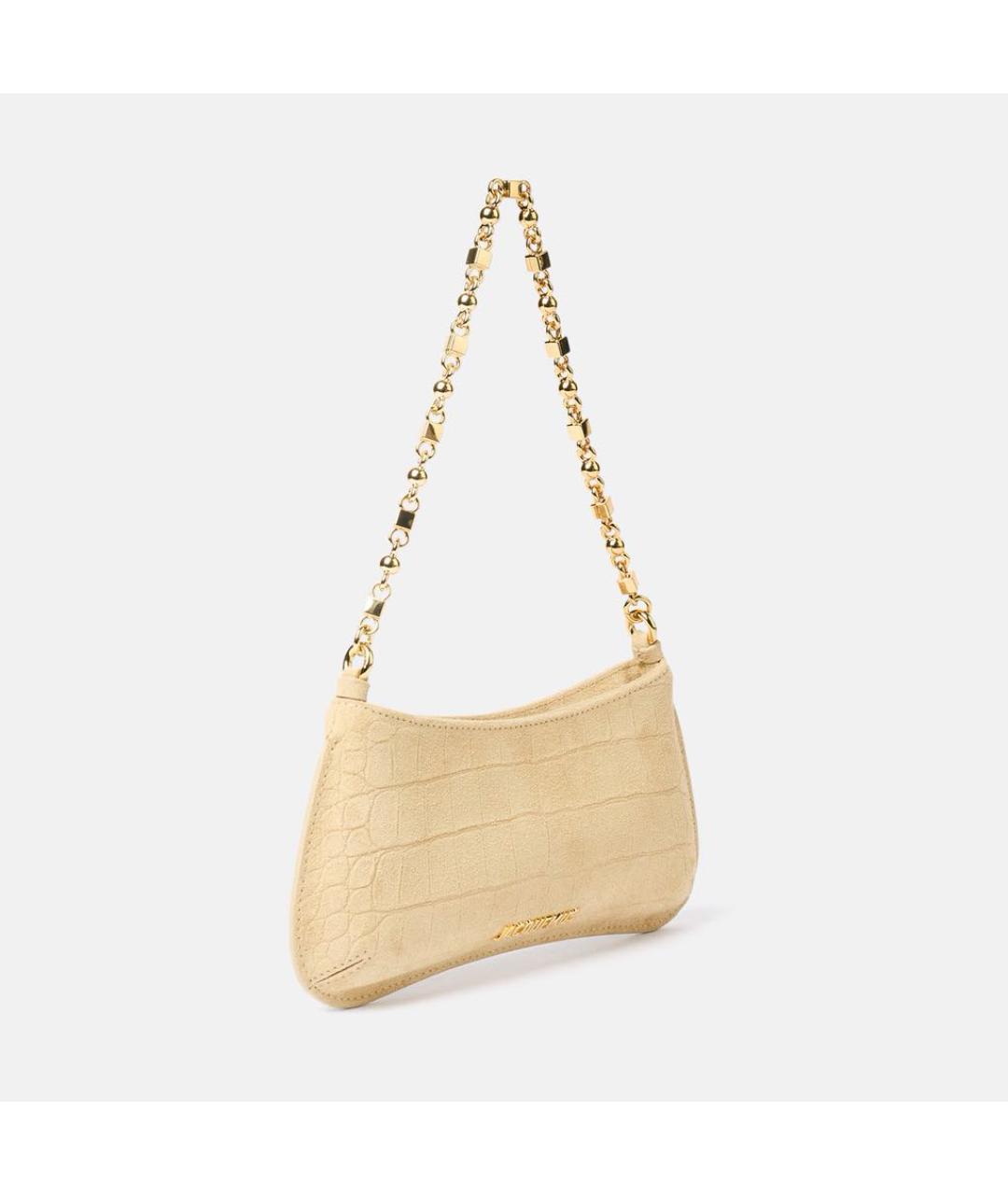 JACQUEMUS Бежевая замшевая сумка с короткими ручками, фото 8