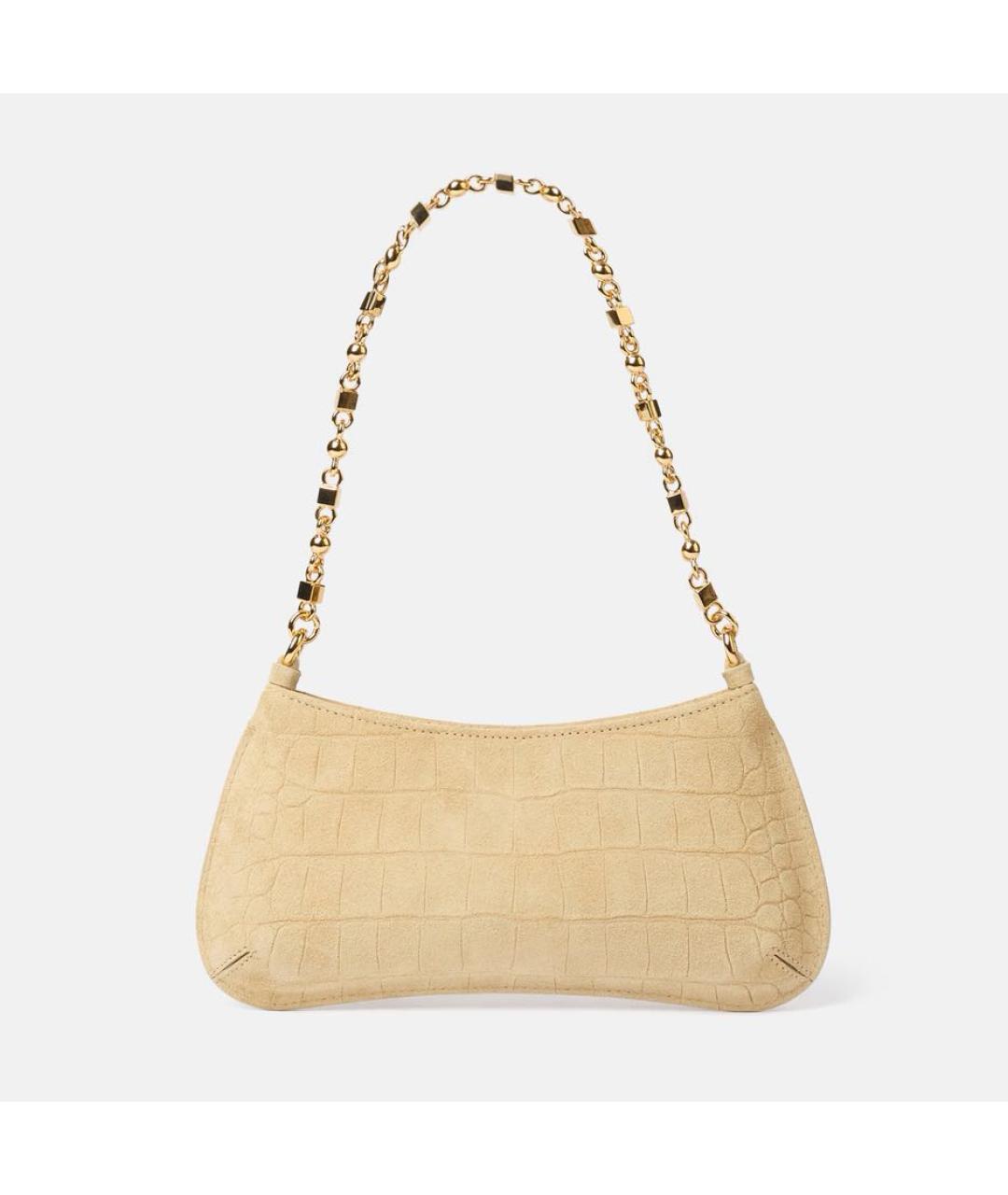 JACQUEMUS Бежевая замшевая сумка с короткими ручками, фото 6