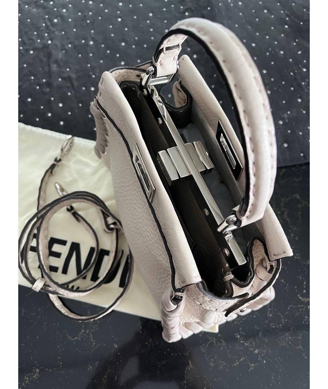 FENDI Белая кожаная сумка с короткими ручками, фото 3