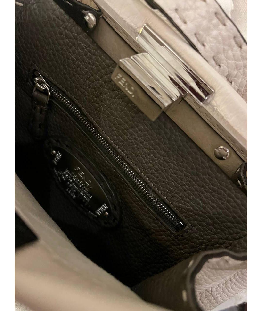 FENDI Белая кожаная сумка с короткими ручками, фото 4