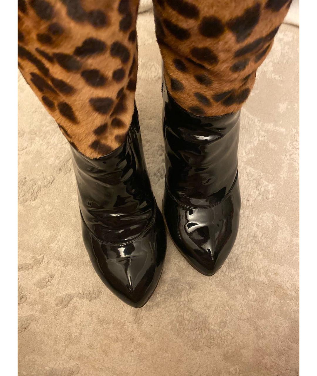 DOLCE&GABBANA Коричневые сапоги из лакированной кожи, фото 3