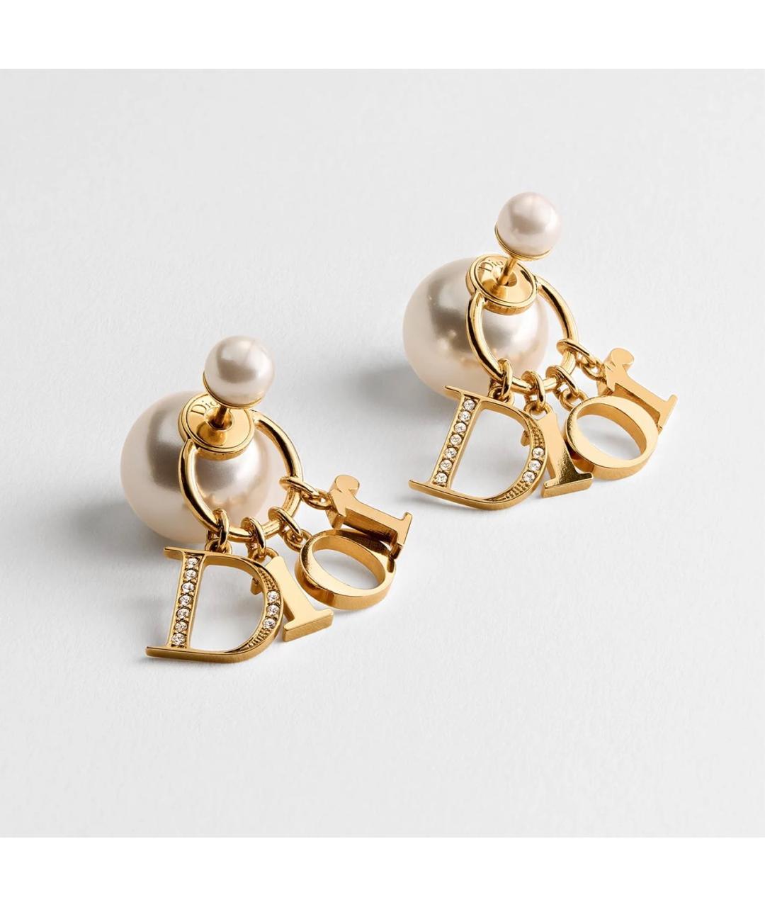 CHRISTIAN DIOR Золотые металлические серьги, фото 5