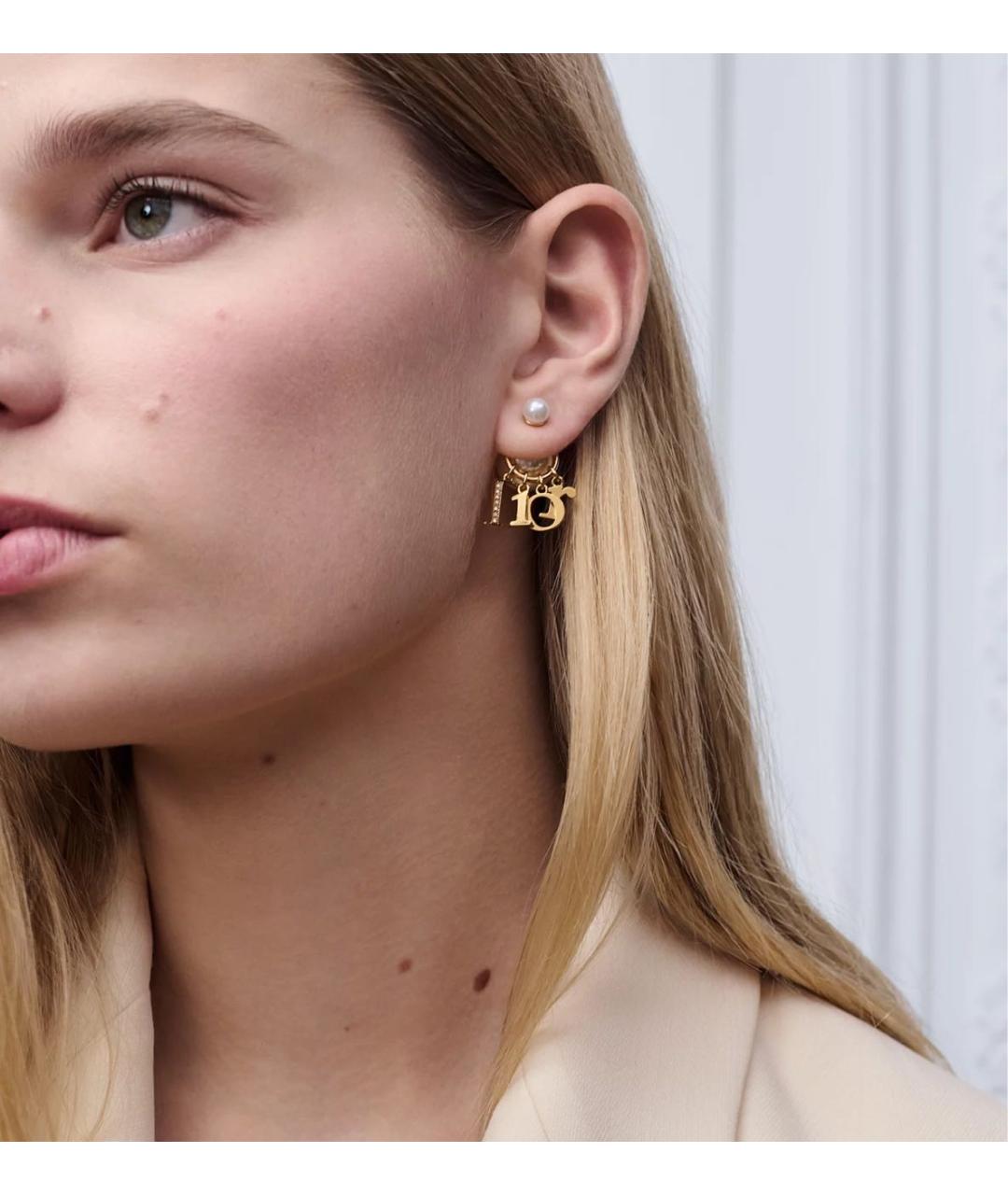 CHRISTIAN DIOR Золотые металлические серьги, фото 2