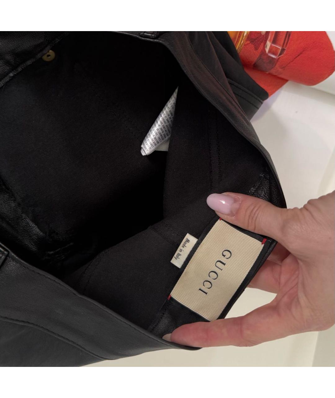 GUCCI Черные кожаные брюки узкие, фото 8