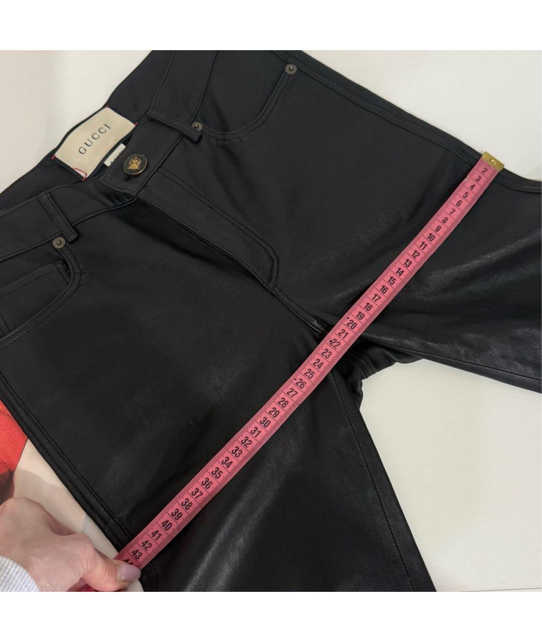 GUCCI Черные кожаные брюки узкие, фото 7