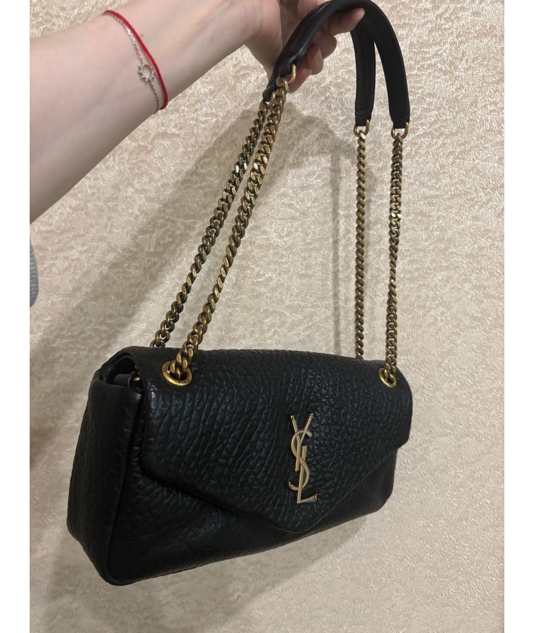 SAINT LAURENT Черная кожаная сумка через плечо, фото 2