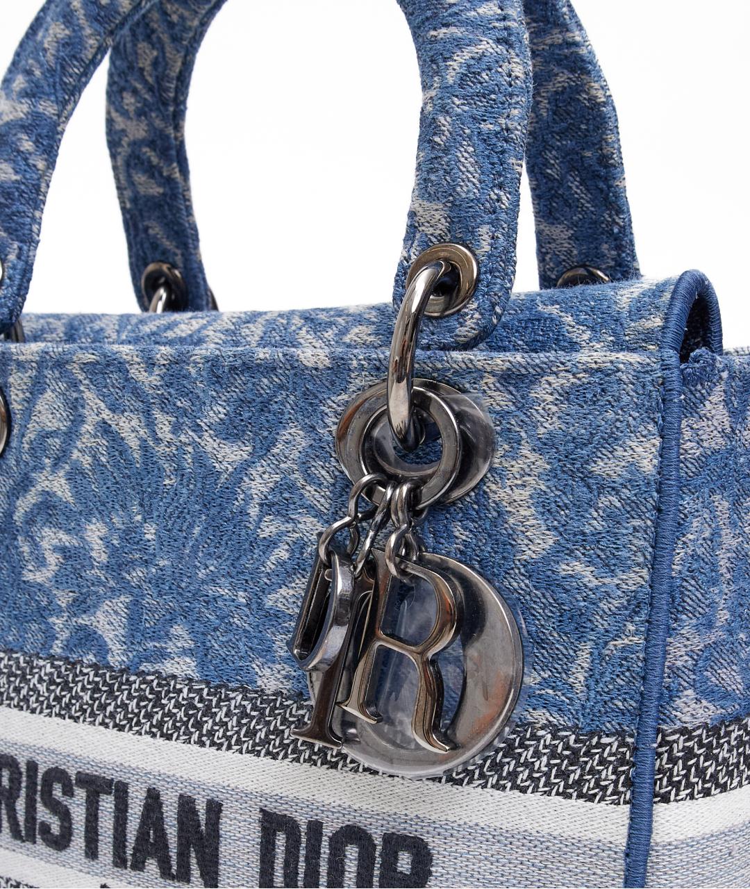 CHRISTIAN DIOR Синяя тканевая сумка с короткими ручками, фото 6