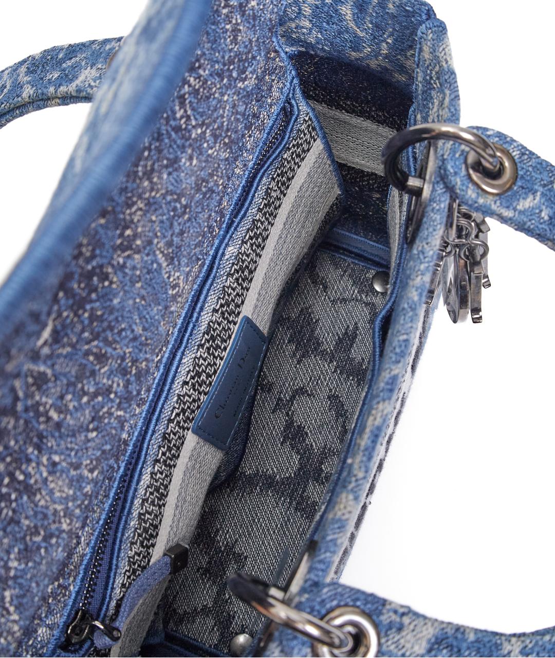 CHRISTIAN DIOR Синяя тканевая сумка с короткими ручками, фото 4