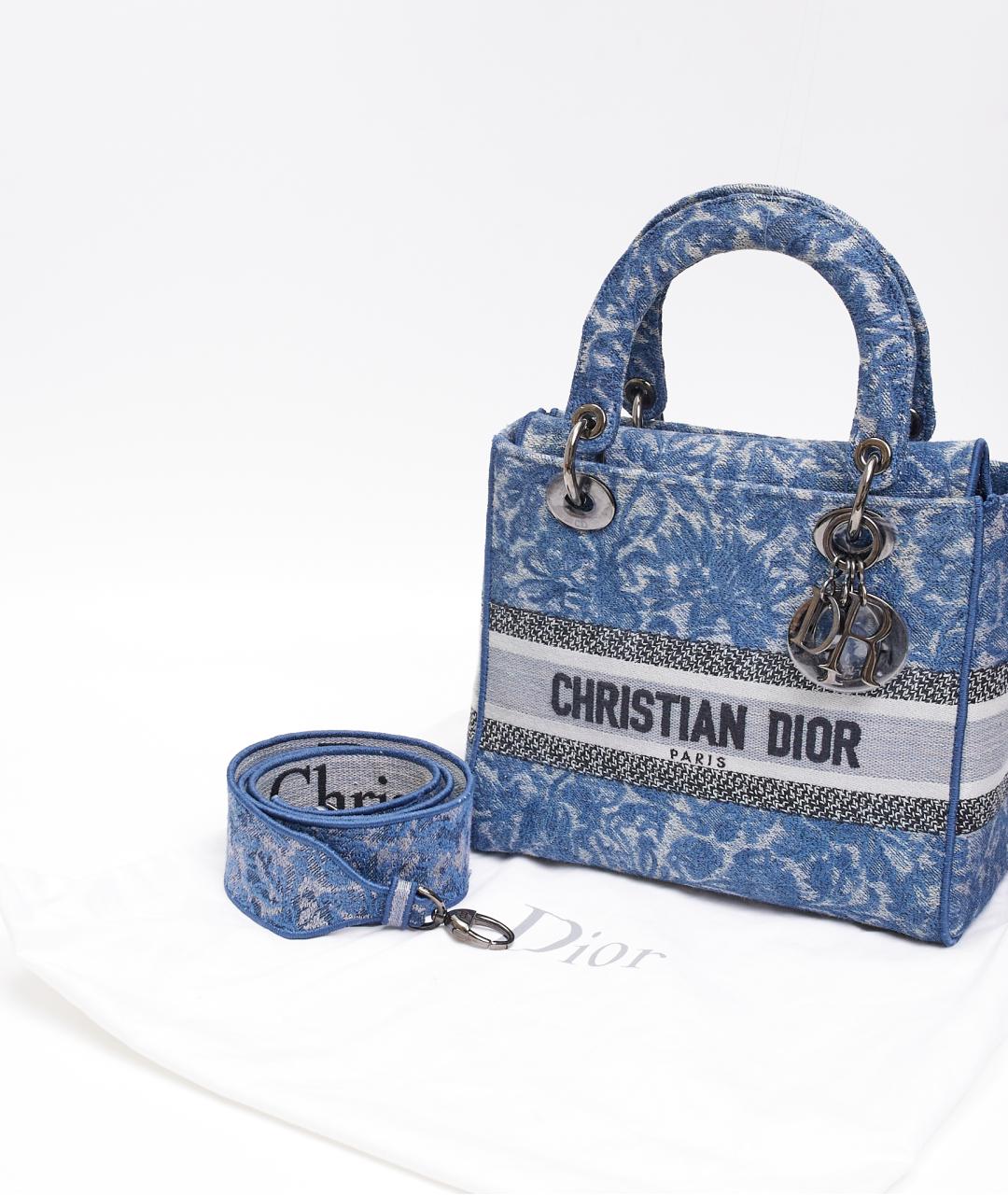 CHRISTIAN DIOR Синяя тканевая сумка с короткими ручками, фото 7