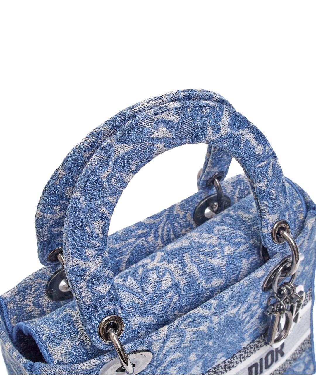 CHRISTIAN DIOR Синяя тканевая сумка с короткими ручками, фото 5
