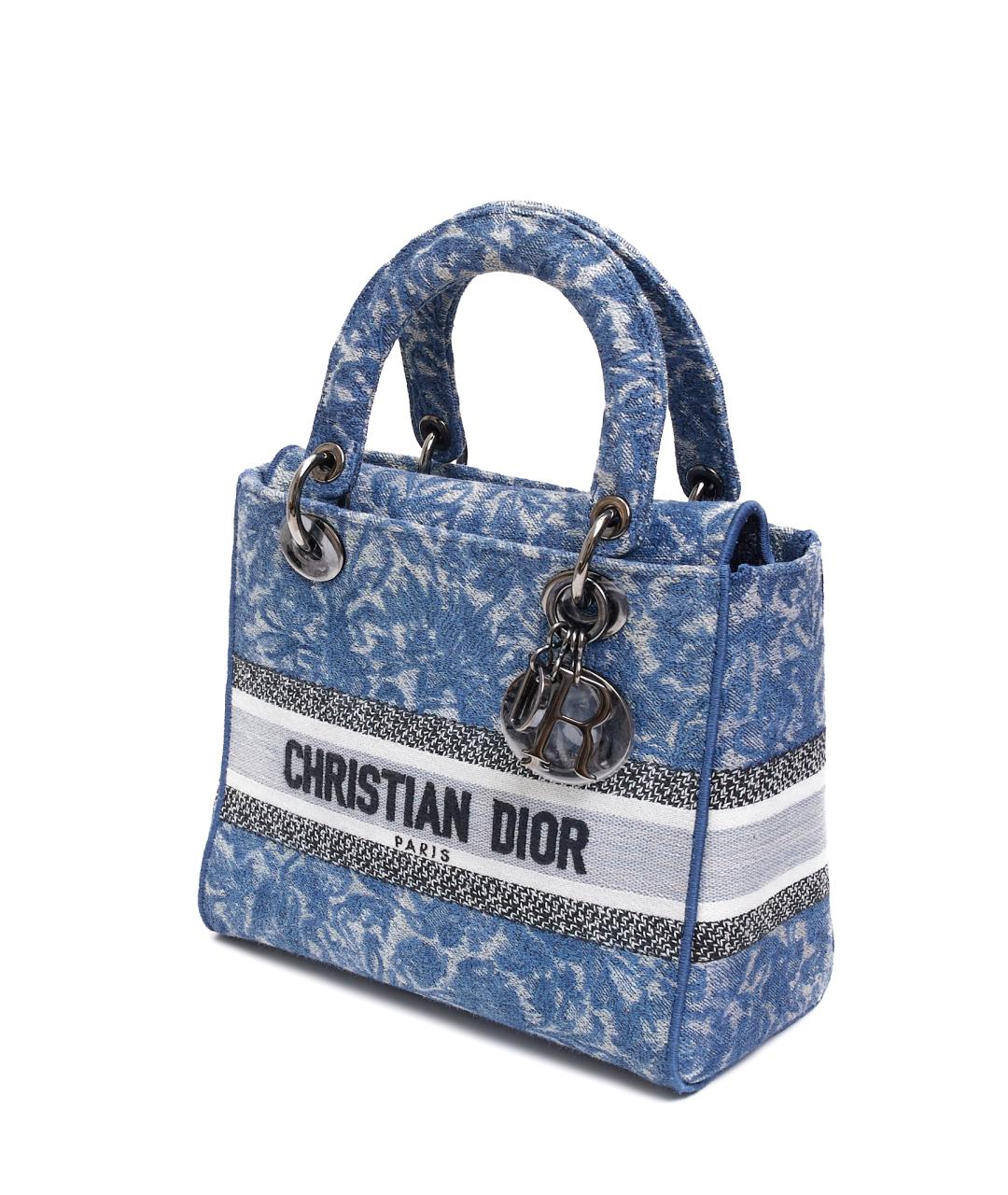 CHRISTIAN DIOR Синяя тканевая сумка с короткими ручками, фото 2